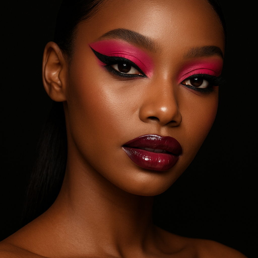 Black woman with graphic eyeshadow and berry lips